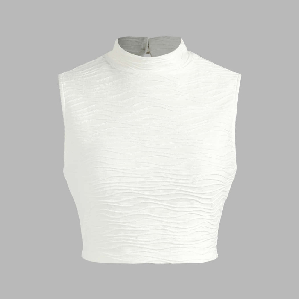 CIDER Elegant Mock Neck Top, White, Size S